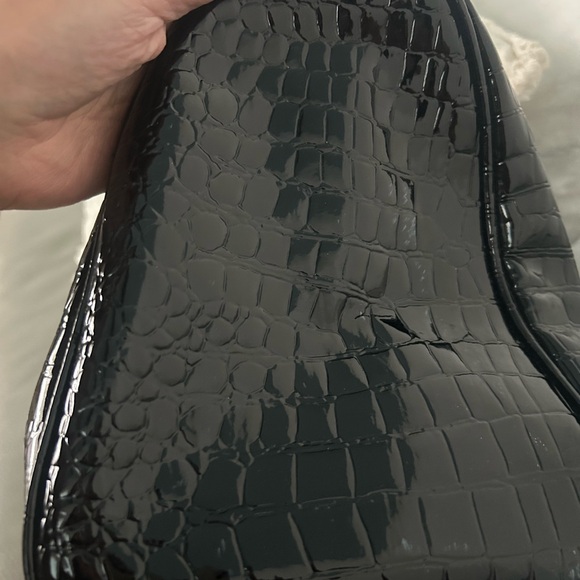 Patricia Field X Barbie Black/Gold Satchel Purse Faux Crocodile - Picture 5 of 5